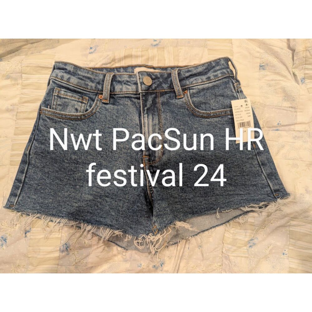 Bundle THREE PacSun Shorts sz 24 NWT / EUC Denim Jean Blue - Picture 5 of 5